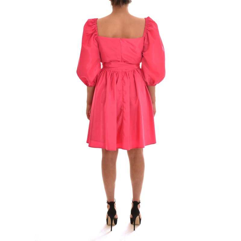 Twins Fantasy Short Dress With Waist Bow-Fuchsia