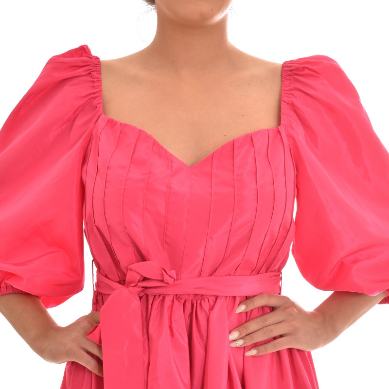 Twins Fantasy Short Dress With Waist Bow-Fuchsia