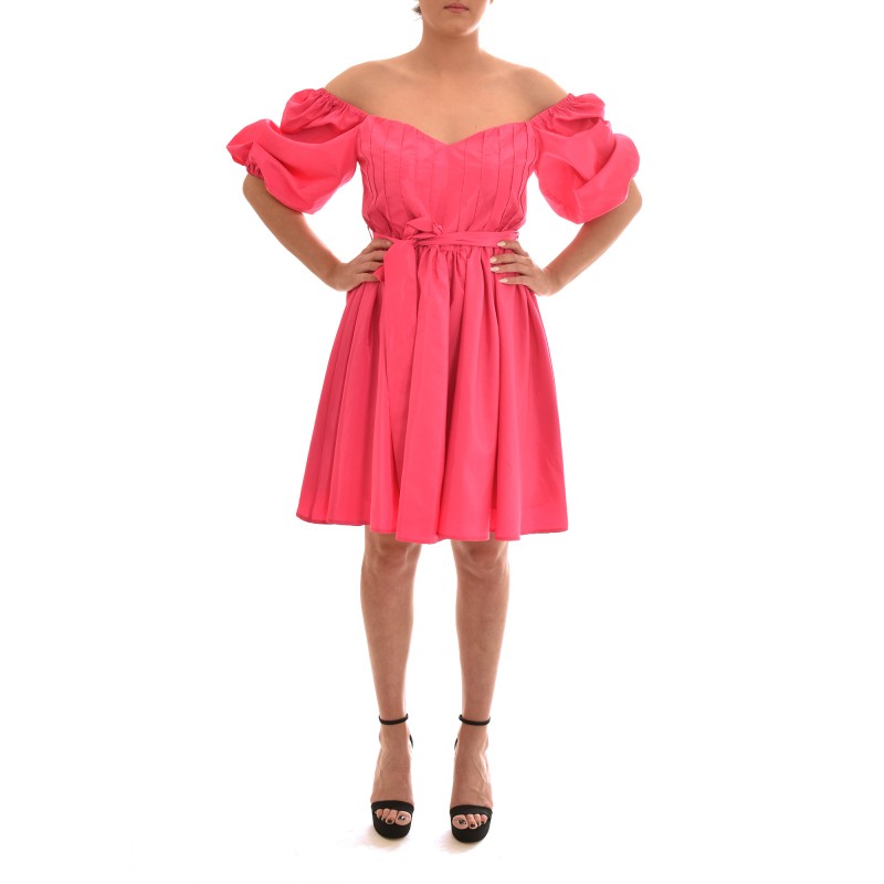 Twins Fantasy Short Dress With Waist Bow-Fuchsia