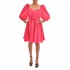 Twins Fantasy Short Dress With Waist Bow-Fuchsia