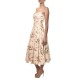 Twins Fantasy Dress Midi Strapless With Floral Embroidery Sequined Details-Ivory