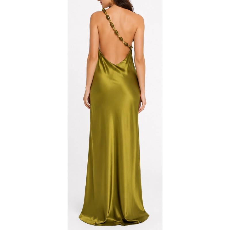 Twin Fantasy Dress Long Satin Beaded Straps-Olive Twin Fantasy Dress Long Satin Beaded Straps-Olive