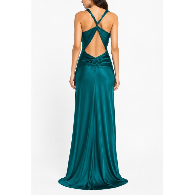 Twins Fantasy Dress Long Knot Front Crisscross Back-Petrol Twins Fantasy Dress Long Knot Front Crisscross Back-Petrol