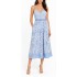 Twin Fantasy Dress Midi Floral Embroidered With Belt-Light Blue