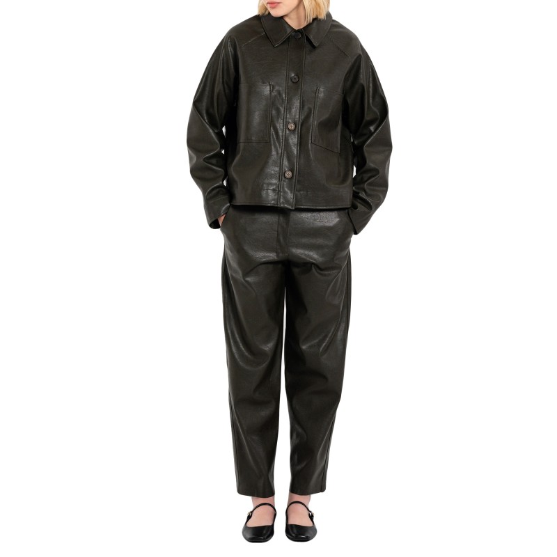 Philosophy Trousers Leather Regular-Dark Khaki
