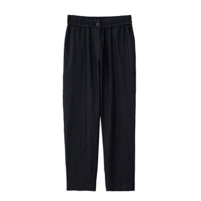 Philosophy Jogger Pants Linen Elastic Waist-Black