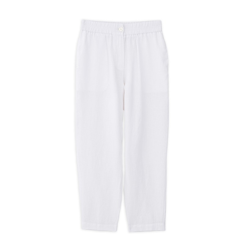 Philosophy Jogger Pants Linen Elastic Waist-White Philosophy Jogger Pants Linen Elastic Waist-White