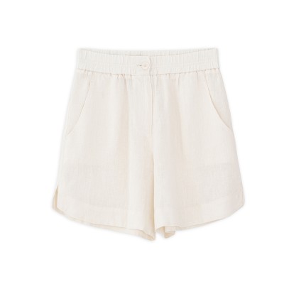 Philosophy Shorts Elastic Waist Linen-Cream