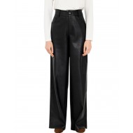 Philosophy Trousers Wide Leg Leather-Black