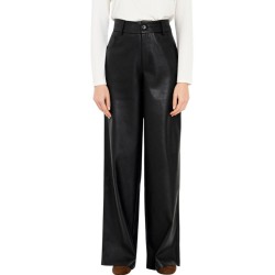 Philosophy Trousers Wide Leg Leather-Black