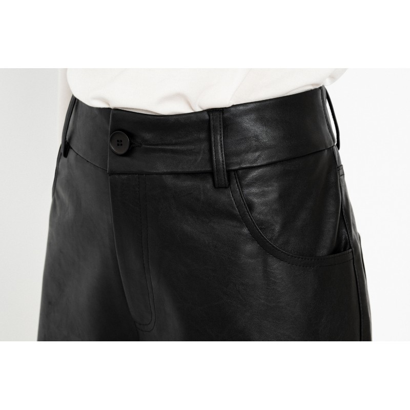 Philosophy Trousers Wide Leg Leather-Black Philosophy Trousers Wide Leg Leather-Black