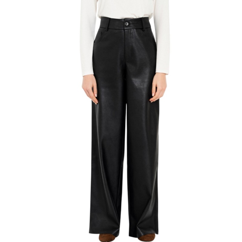Philosophy Trousers Wide Leg Leather-Black Philosophy Trousers Wide Leg Leather-Black