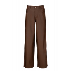Philosophy Trousers Wide Leg Leather-Brown
