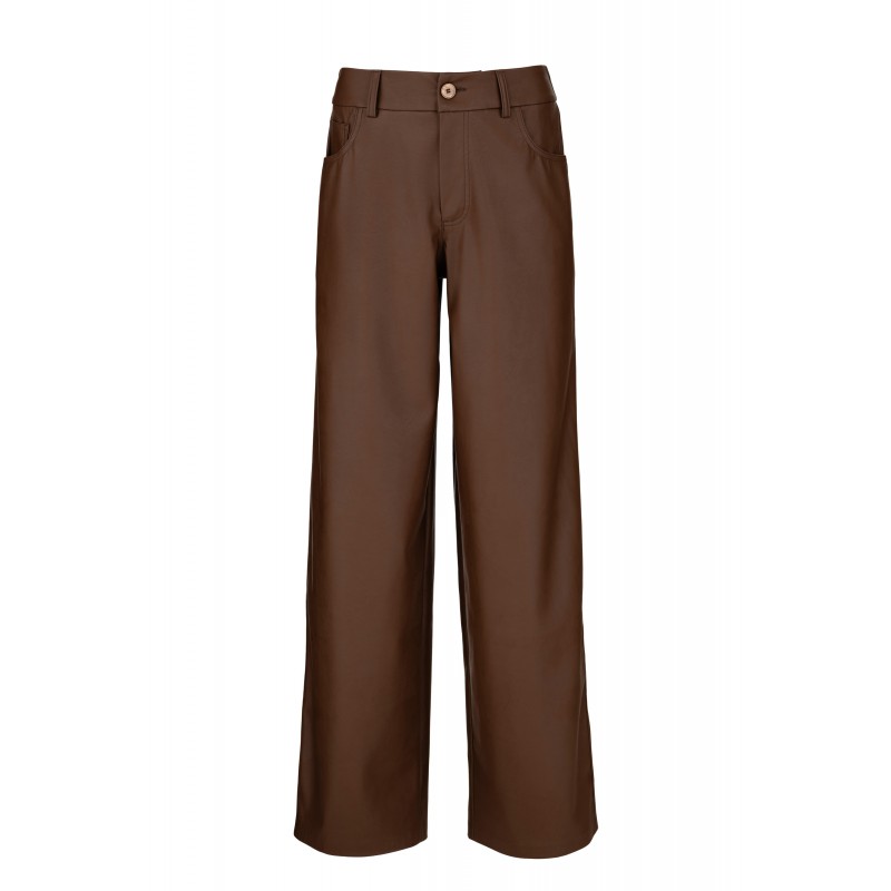 Philosophy Trousers Wide Leg Leather-Brown Philosophy Trousers Wide Leg Leather-Brown