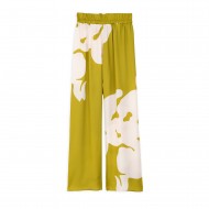 Philosophy Trousers Wide Leg Satin Print-Ecru/Green