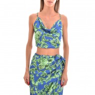 Milkwhite Printed Glossy Top-FL Green/Blue