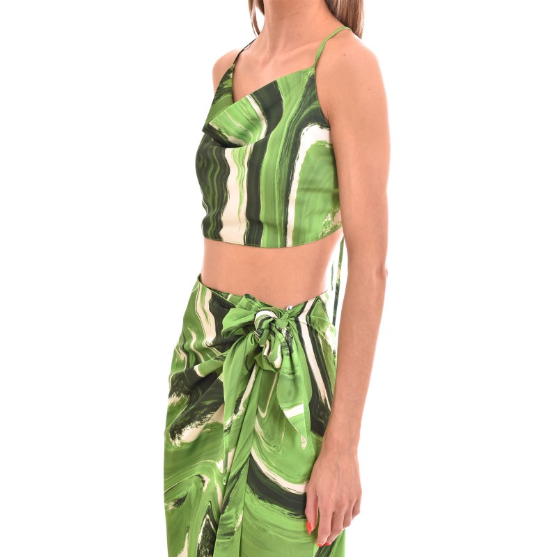 Milkwhite Printed Glossy Top-Ocean Green