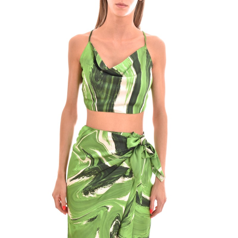Milkwhite Printed Glossy Top-Ocean Green