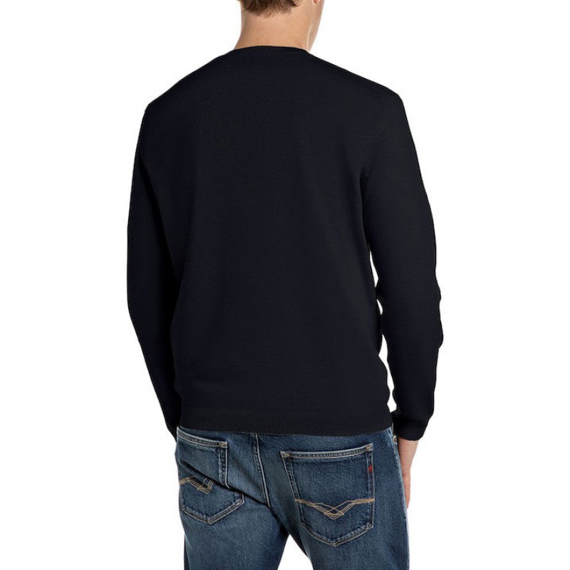 Replay Sweater Crew Neck-Blue Replay Sweater Crew Neck-Blue
