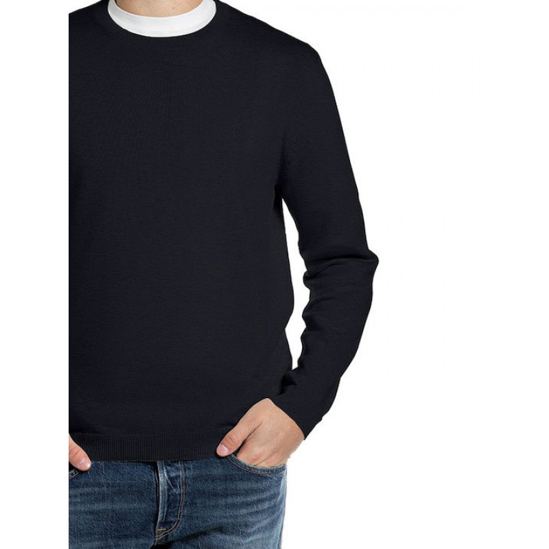 Replay Sweater Crew Neck-Blue Replay Sweater Crew Neck-Blue