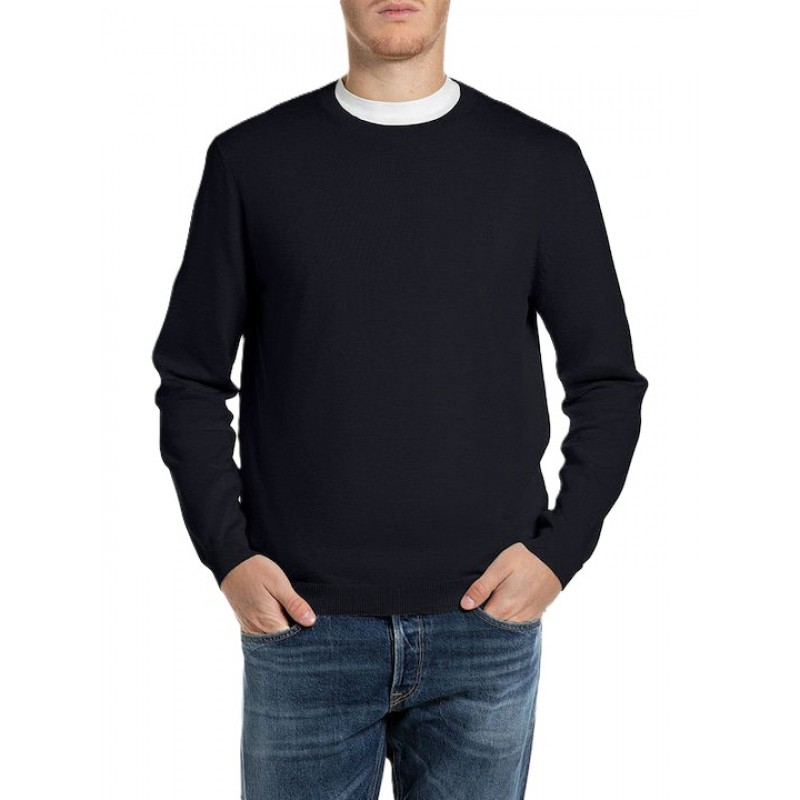 Replay Sweater Crew Neck-Blue Replay Sweater Crew Neck-Blue
