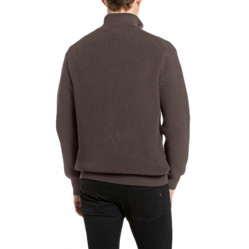 Replay Sweater Short Zip-Brown