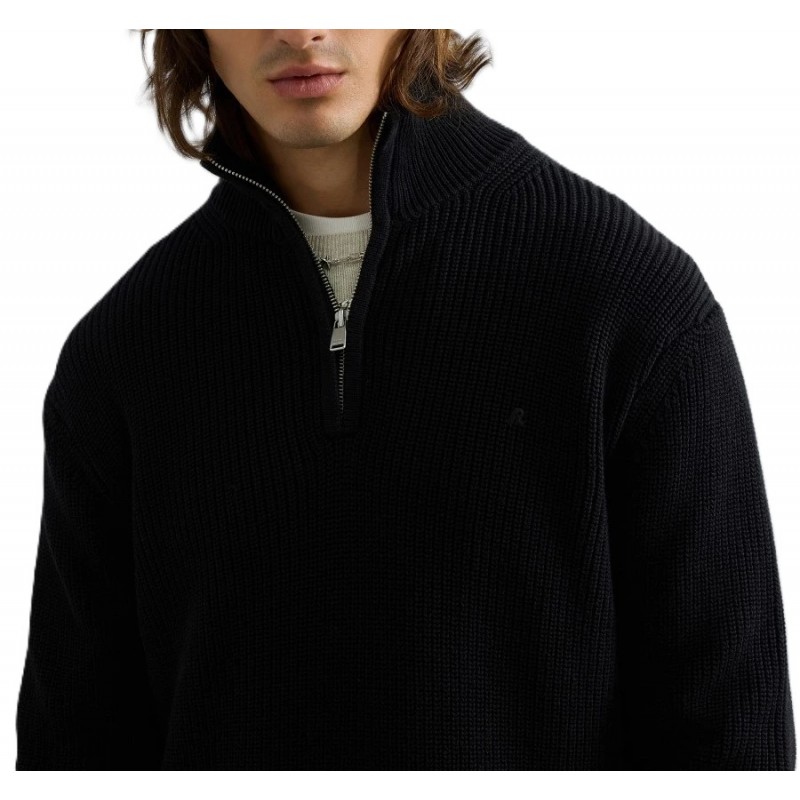 Replay Sweater Short Zip-Black