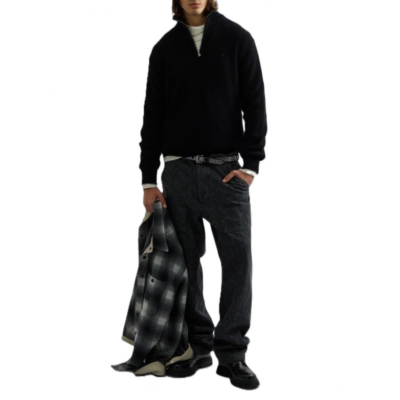 Replay Sweater Short Zip-Black
