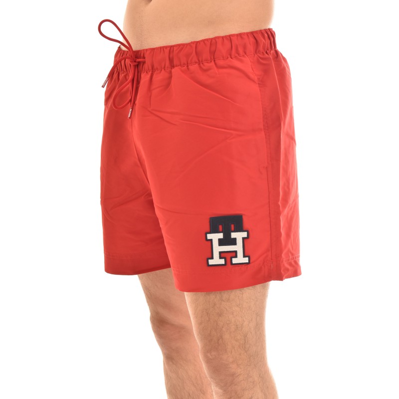 Tommy Hilfiger Monogram Mid Length Swimshorts-Primary Red Tommy Hilfiger Monogram Mid Length Swimshorts-Primary Red