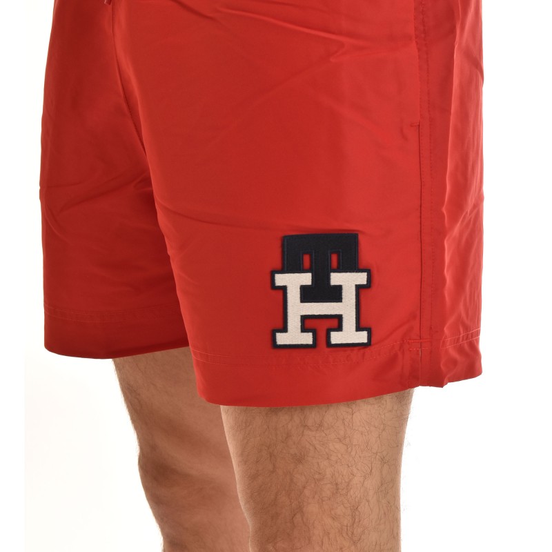 Tommy Hilfiger Monogram Mid Length Swimshorts-Primary Red Tommy Hilfiger Monogram Mid Length Swimshorts-Primary Red