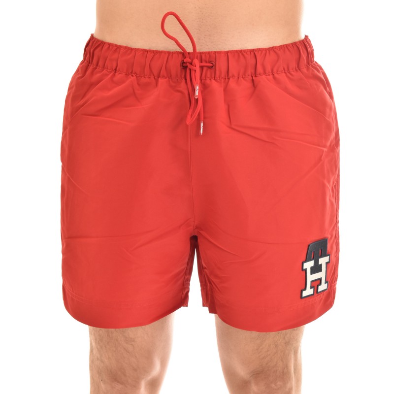 Tommy Hilfiger Monogram Mid Length Swimshorts-Primary Red Tommy Hilfiger Monogram Mid Length Swimshorts-Primary Red