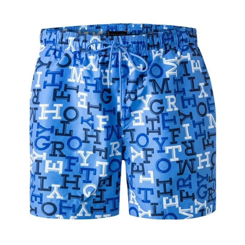 Tommy Hilfiger Medium Drawstring Print Swimshorts-Monotype Spell Out Blue Tommy Hilfiger Medium Drawstring Print Swimshorts-Monotype Spell Out Blue