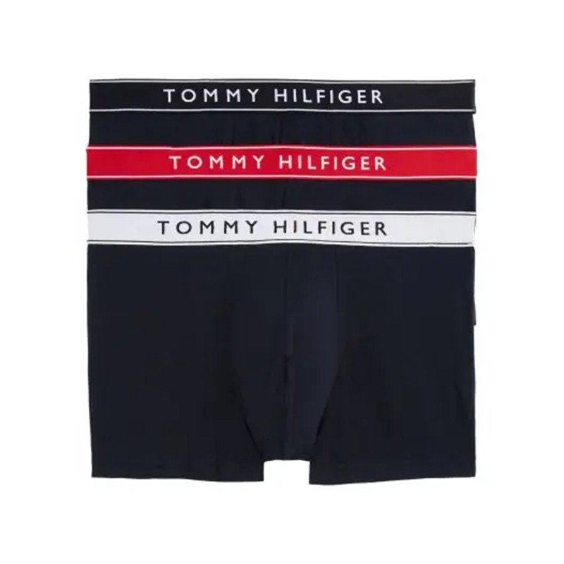 Tommy Hilfiger Set of 3 Pack Trunks With Logo On The Elastic-Th Wht/ Med Red/ Dsrt Sky