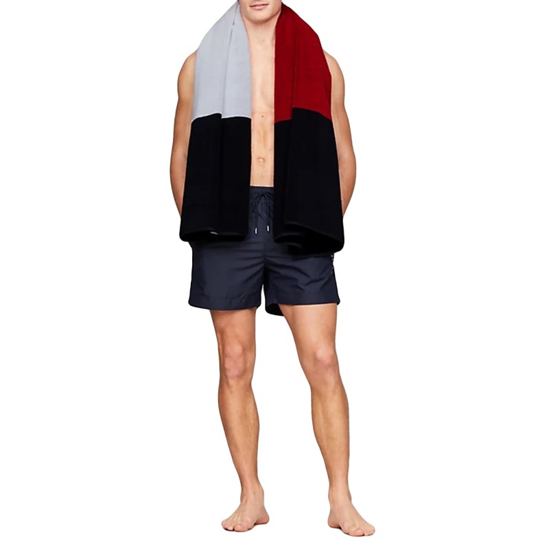 Tommy Hilfiger Towel With Flag Logo Monotype-Desert Sky/White/Red