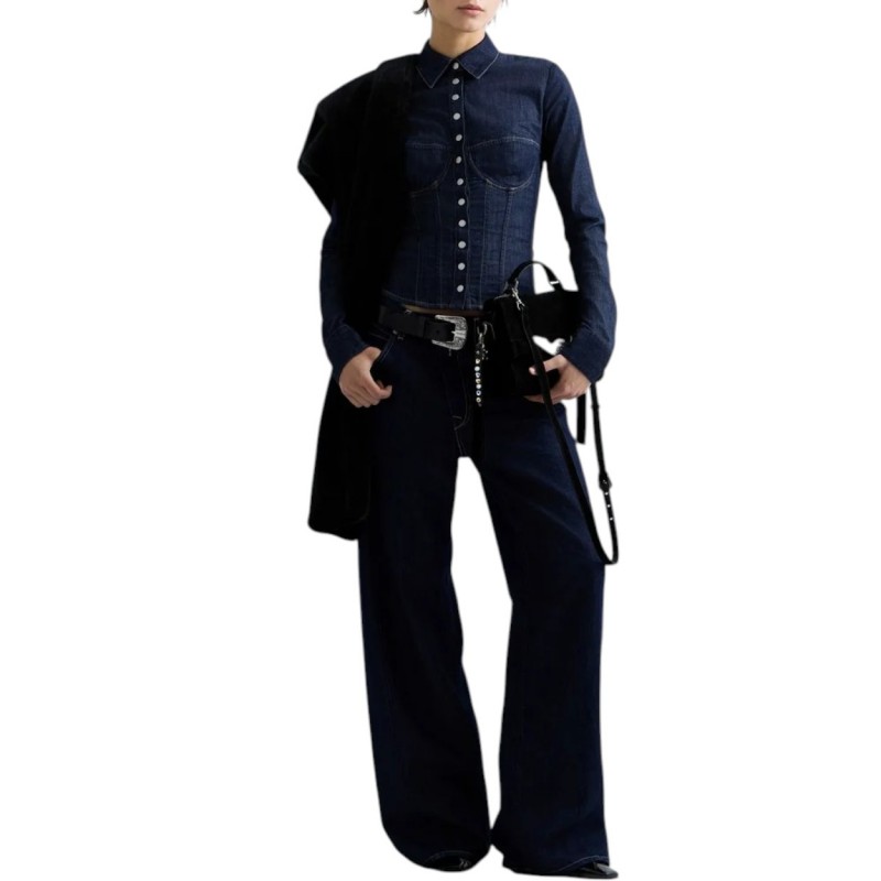 Replay Shirt Denim Bustier-Dark Blue Replay Shirt Denim Bustier-Dark Blue