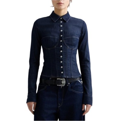 Replay Shirt Denim Bustier-Dark Blue