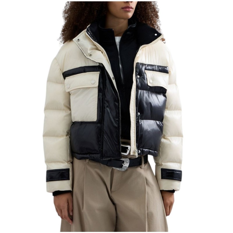 Replay Jacket Padded Cropped Two Tone-Black/Eggnog Replay Jacket Padded Cropped Two Tone-Black/Eggnog