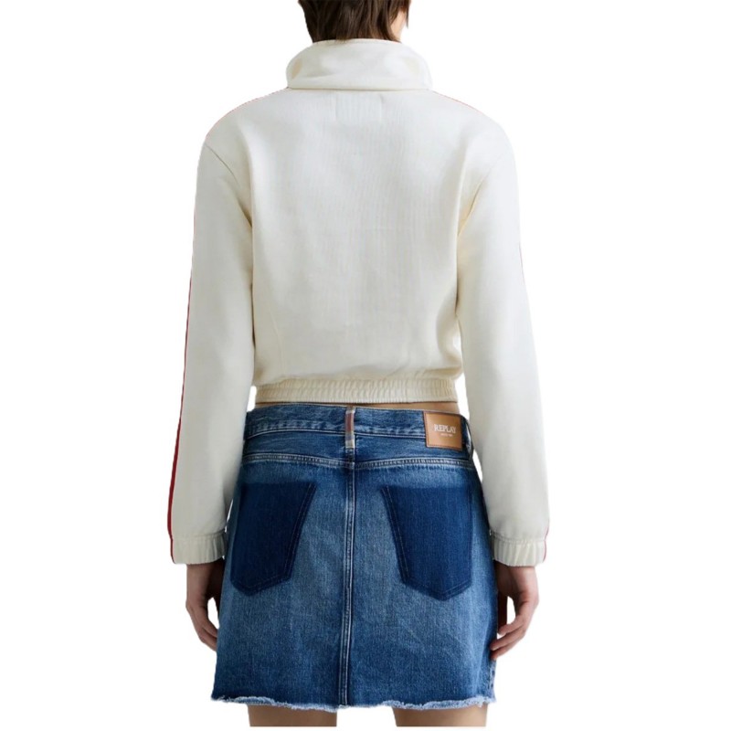 Replay Sweatshirt With Zip Cropped-Eggnog Replay Sweatshirt With Zip Cropped-Eggnog