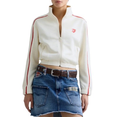 Replay Sweatshirt With Zip Cropped-Eggnog