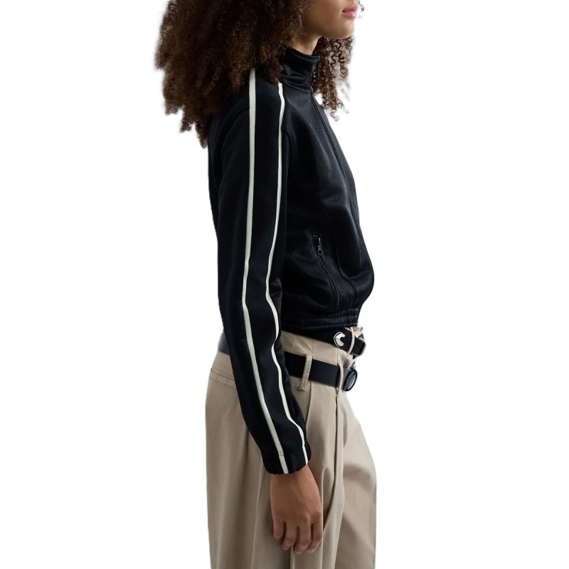 Replay Sweatshirt With Zip Cropped-Black Replay Sweatshirt With Zip Cropped-Black
