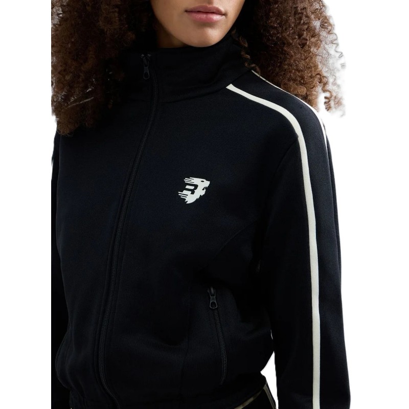 Replay Sweatshirt With Zip Cropped-Black Replay Sweatshirt With Zip Cropped-Black