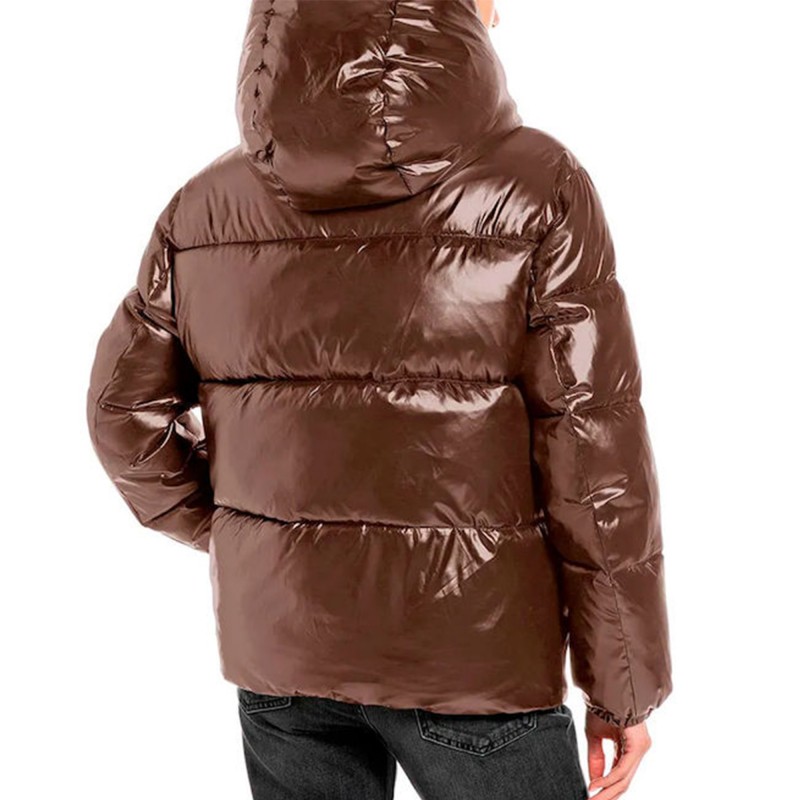 Replay Jacket Padded In Pearl Finish-Brown Replay Jacket Padded In Pearl Finish-Brown