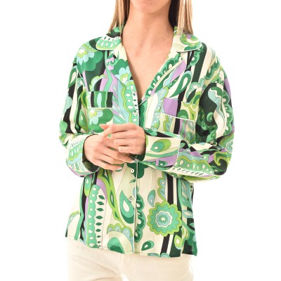 Replay Loose Fit Shirt With Pattern All-Over-Multicolor