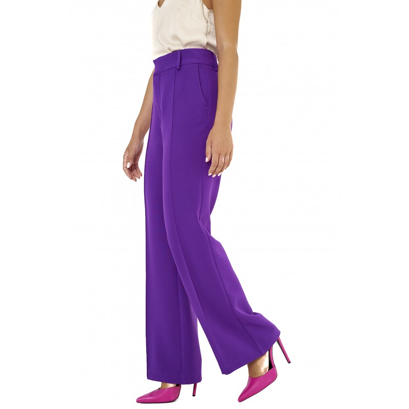 MyT Long Crepe Trousers-Purple
