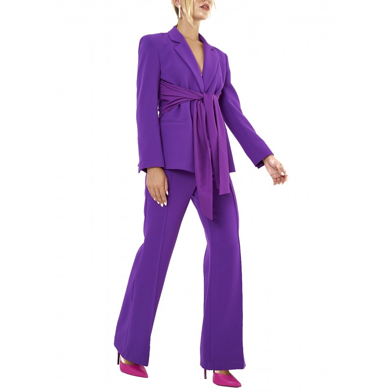 MyT Long Crepe Trousers-Purple