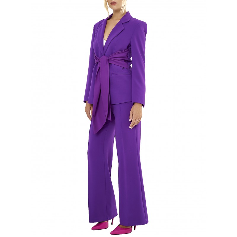 MyT Long Crepe Trousers-Purple