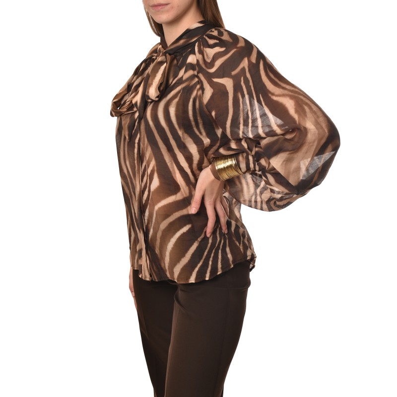 Motel Shirt With Bow Tie And Gold Bracelet-Animal Print