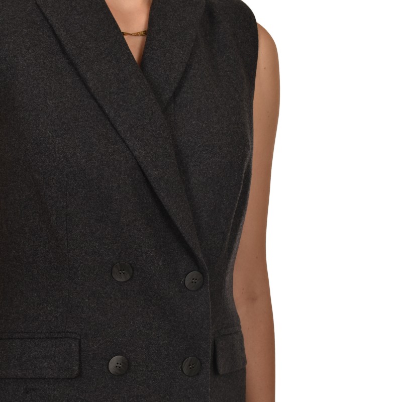 Milla Double Breasted Vest-Anthracite