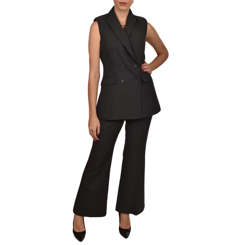 Milla Double Breasted Vest-Anthracite