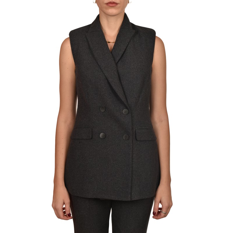 Milla Double Breasted Vest-Anthracite